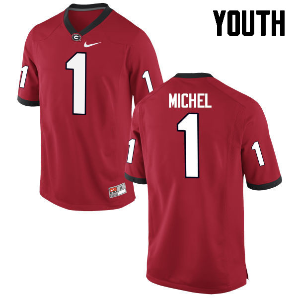 Georgia Bulldogs Youth Sony Michel #1 Red Stitched College UGA Football Jersey 23WM012CG